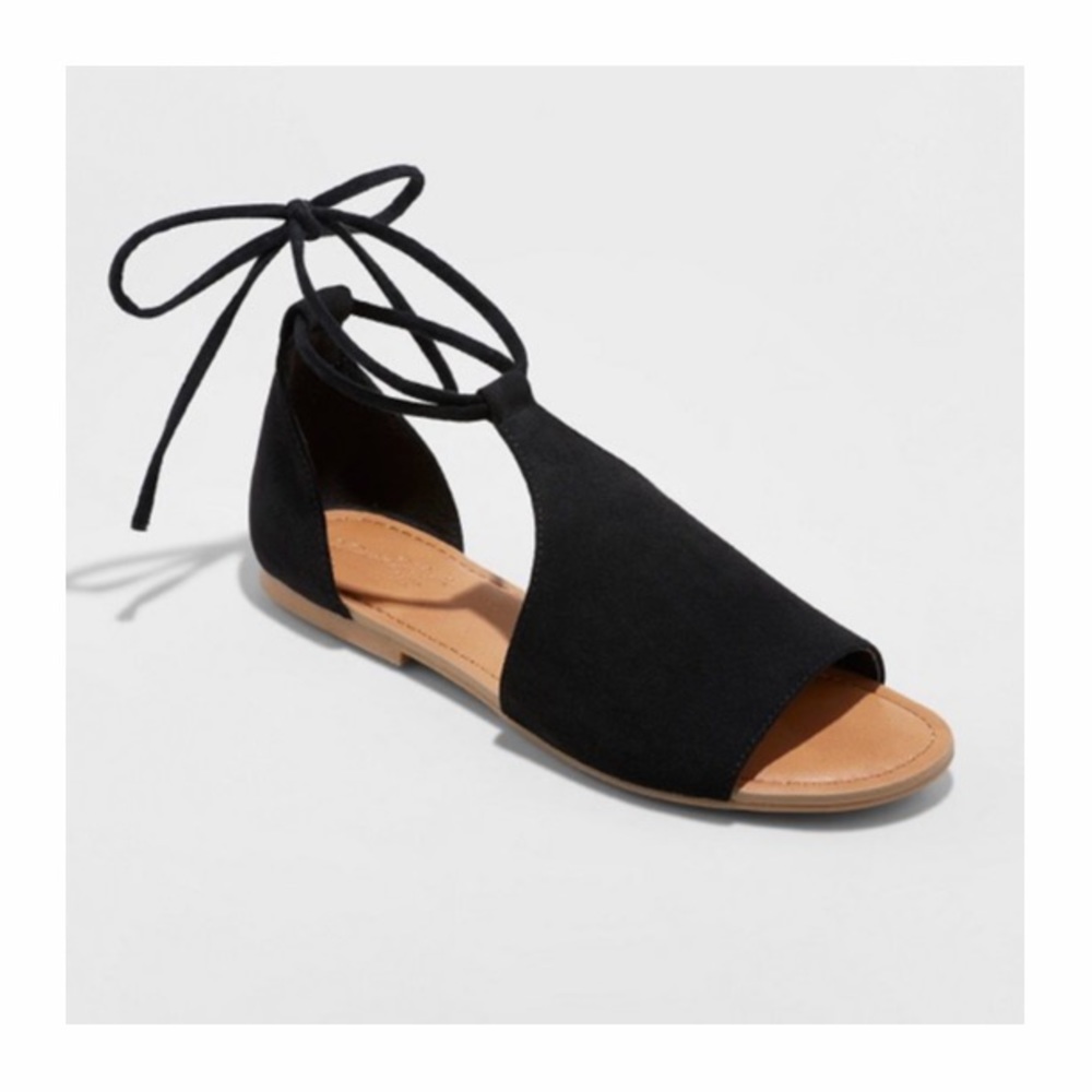 Universal Thread Women’s Aileen Lace Up Slide Sandals – Black 8.5